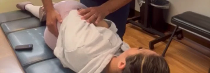 A patient with a disc injury being adjusted