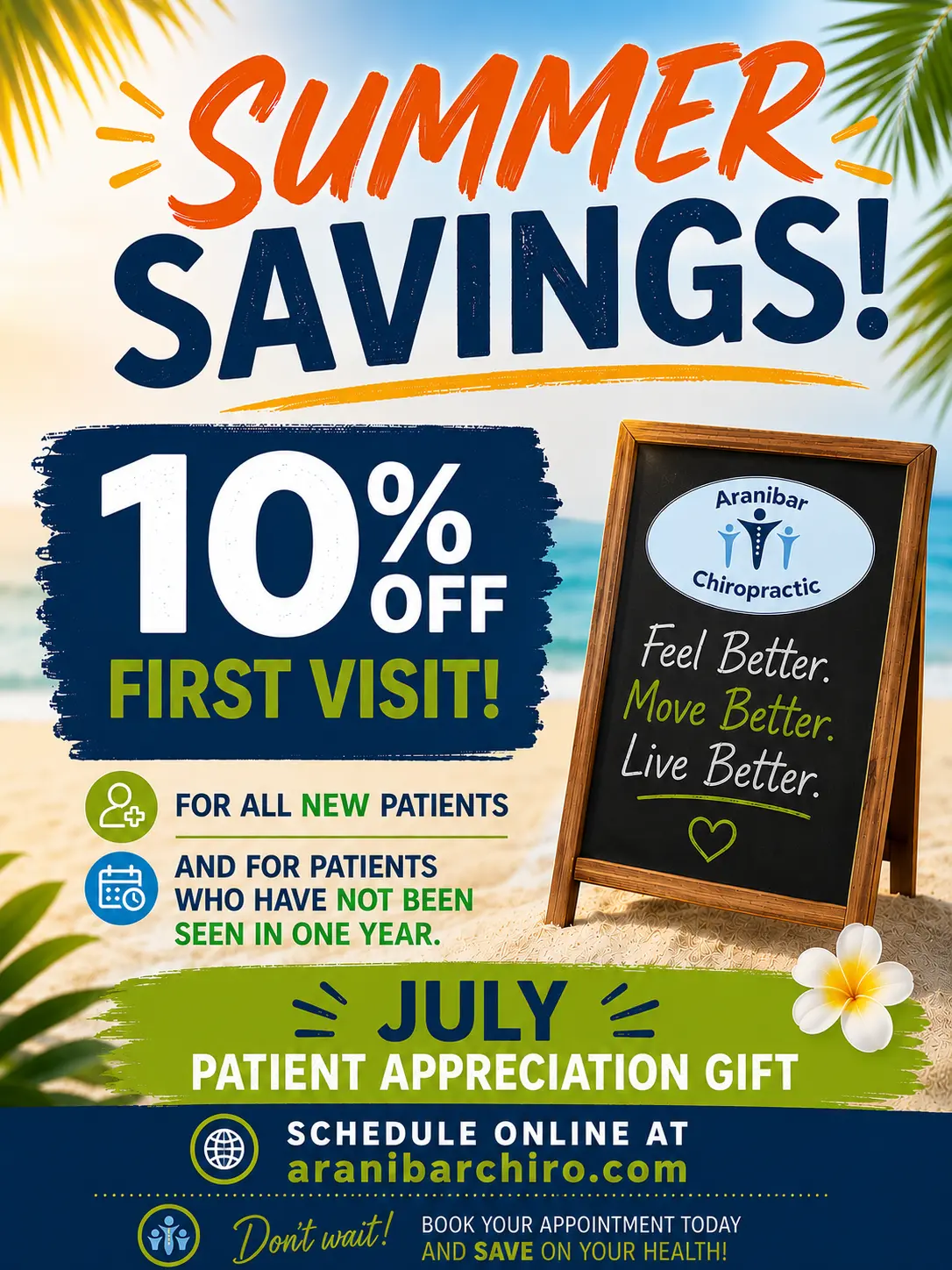 Aranibar Chiropractic Summer Promo Banner Pop Up